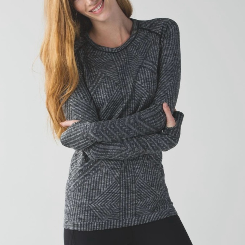 Lululemon Heathered Black Rest Less Pullover Long Sleeve Shirt